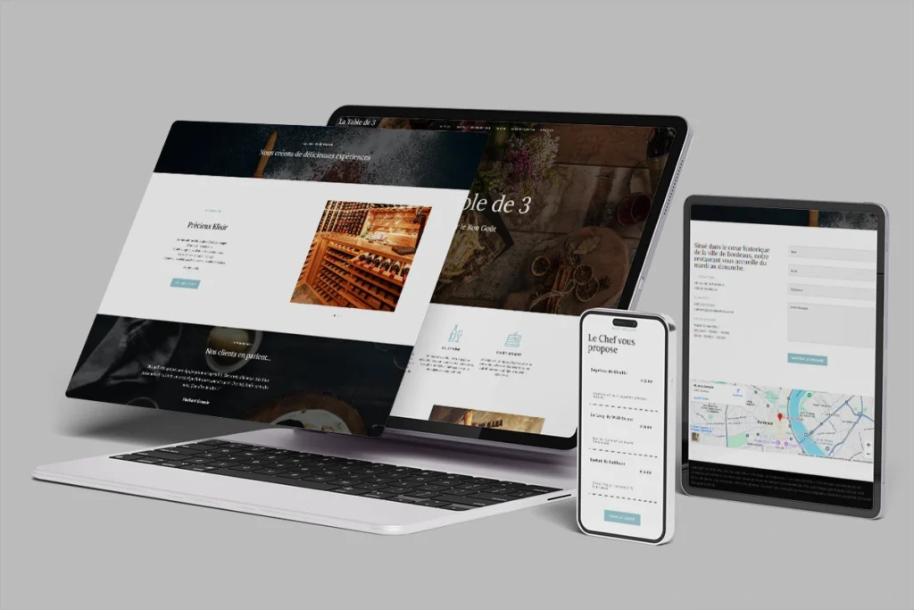 Présentation d'un site pour restaurent, conçu par Mehdi Design, spécialiste en webdesign à Bordeaux
